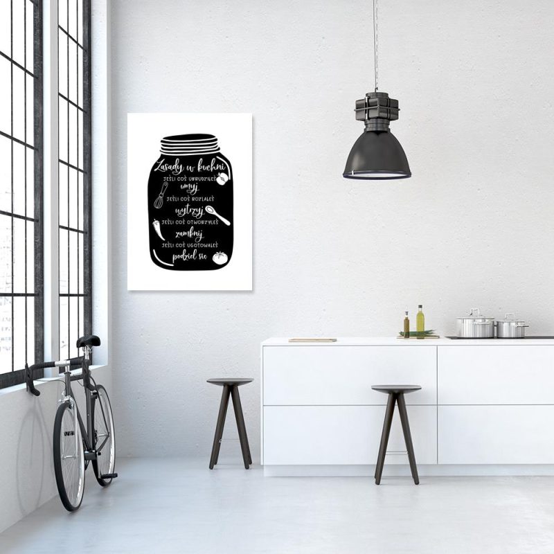 Plakat słoik i  napisy Plakat zasady w kuchni