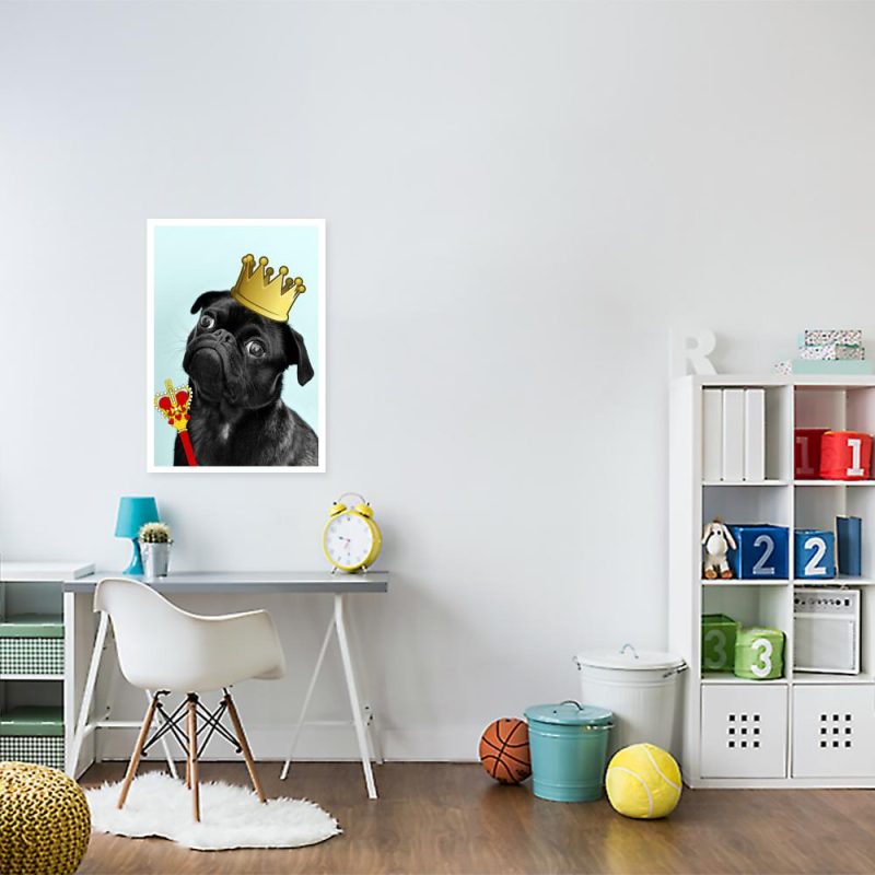 plakat mopsa w koronie plakat mopsa