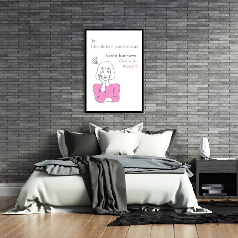 plakat z chęcią podróżowania do dekoracji salonu