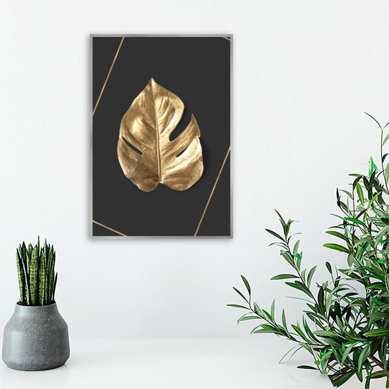 Plakat liść monstery Plakat złoty liść