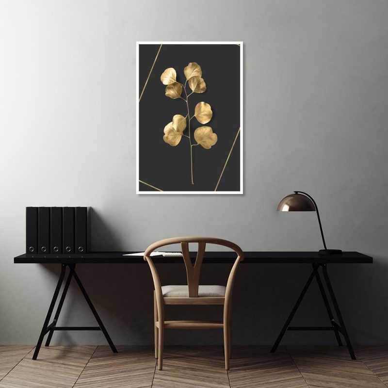 Plakat złota gałązka Plakat z motywem złotych listków