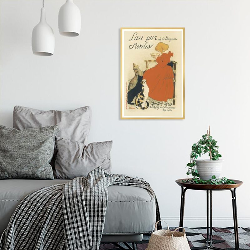 Plakat beżowy z motywem kotów