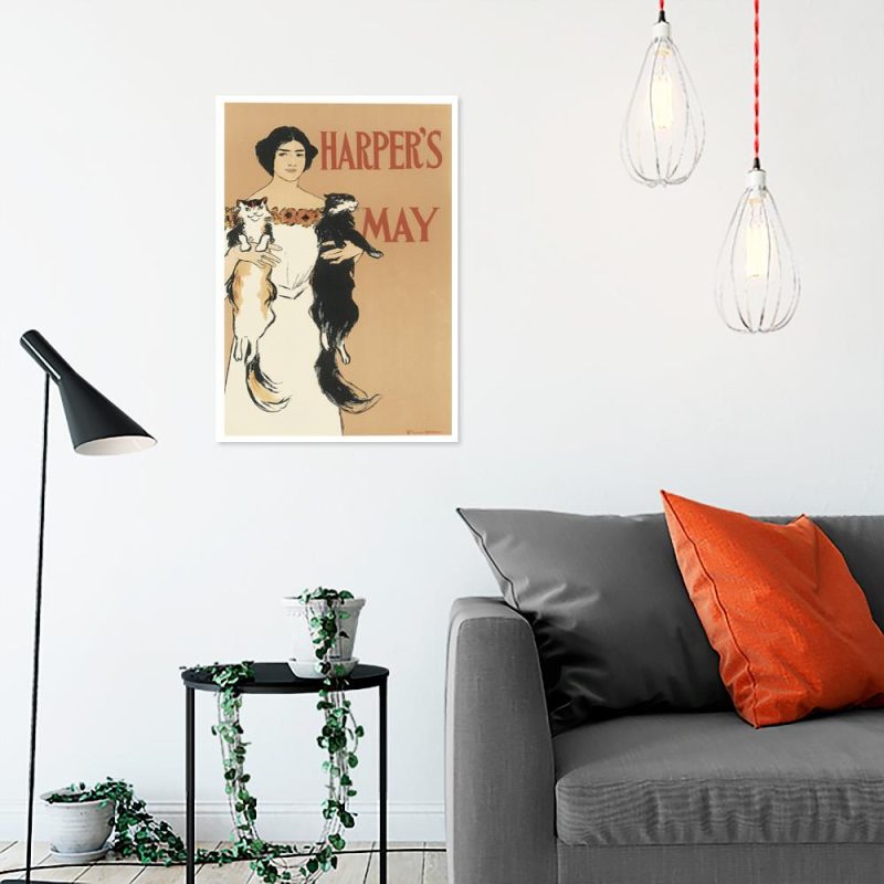 Plakat kobieta z kotami