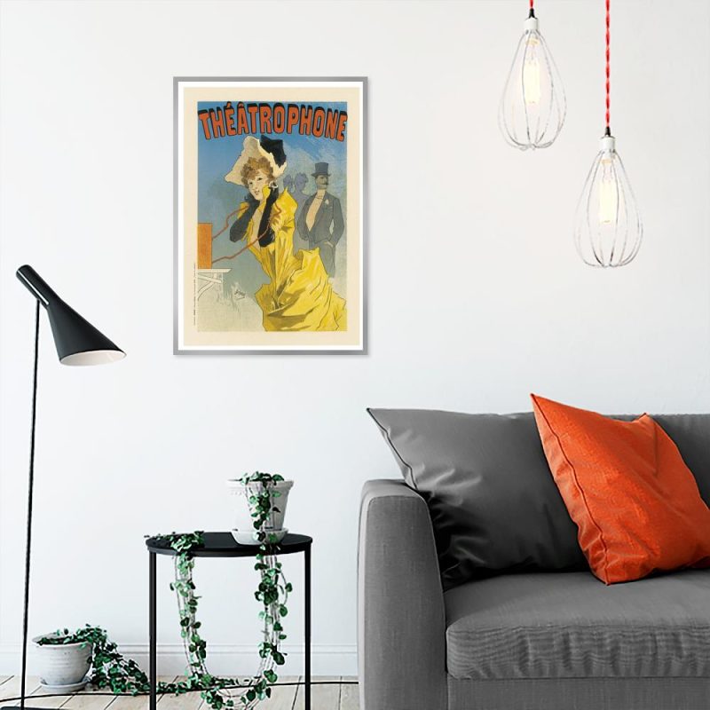 Plakat vintage theatrophone Plakat vintage z wynalazkiem