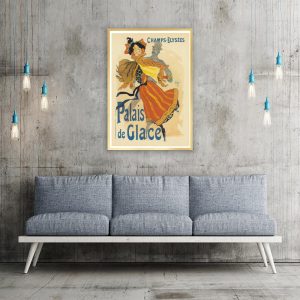 Plakat vintage kobieta w pomarańczowej sukni