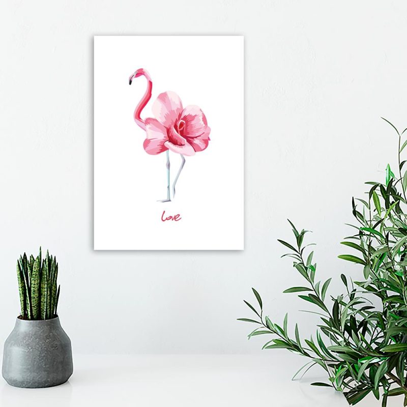 Plakat z motywem tropikalnym Plakat kwiat i flaming