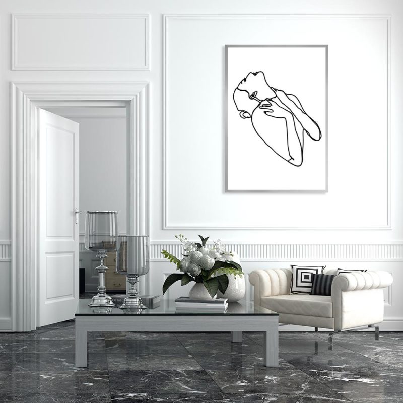 Plakat w kolorze czarno-białym Plakat szkic kobiety