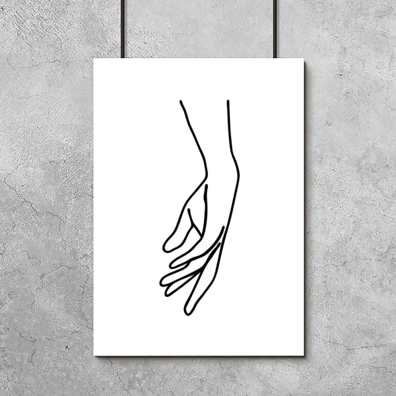 Plakat czarno-biały z motywem dłoni
