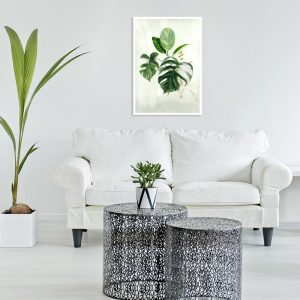 Zielony plakat z motywem liści