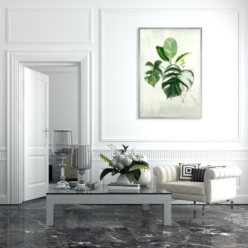 Plakat tropikalny z liśćmi Zielony plakat z monsterą