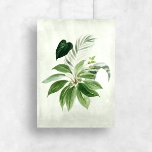 Zielony plakat z liśćmi