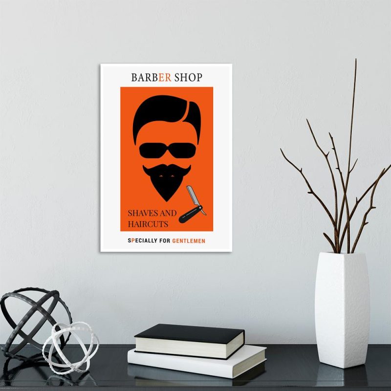 pomarańczowy plakat dla barberów