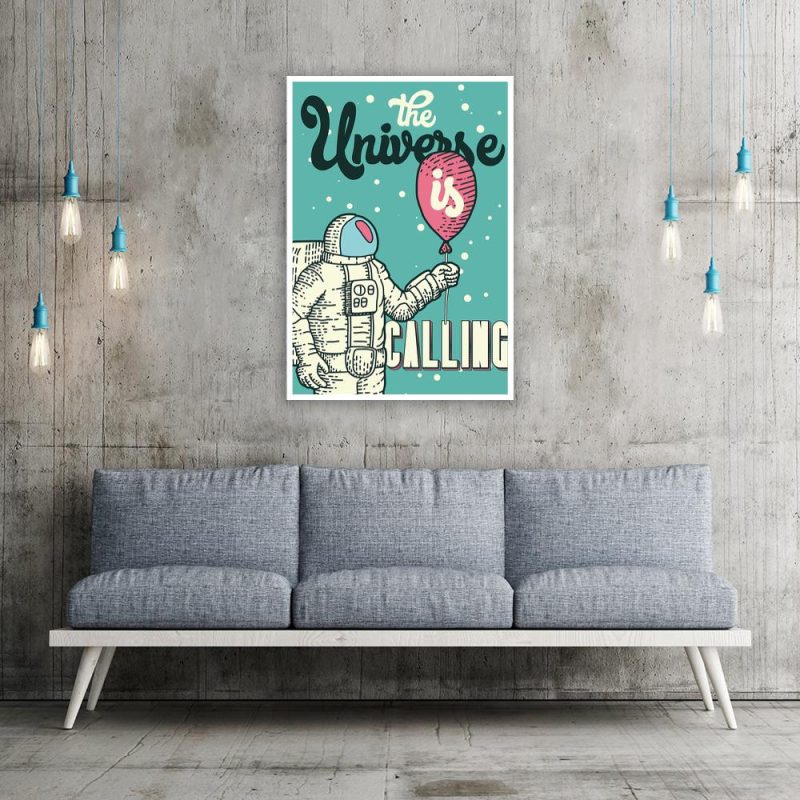 turkusowy plakat z kosmonautą