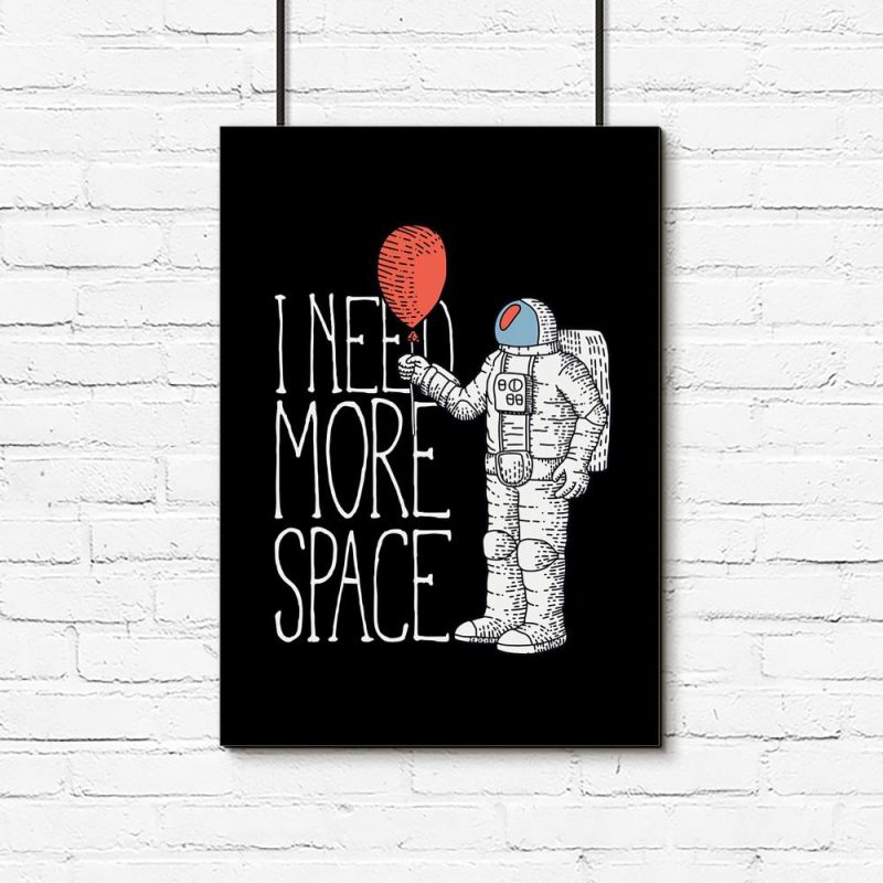 plakat kosmonauta z balonikiem