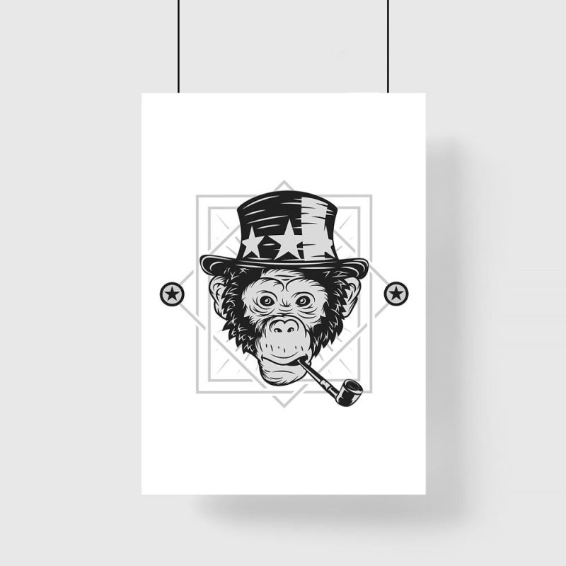 plakat małpa z fajką