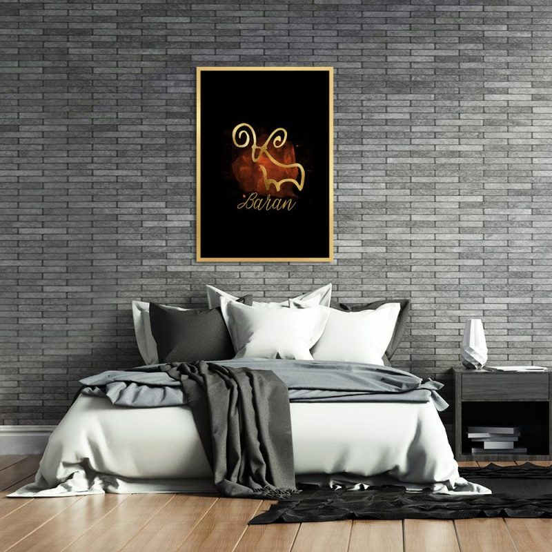 brana nad łóżkiem jako plakat znak zodiaku - baran nad łóżkiem