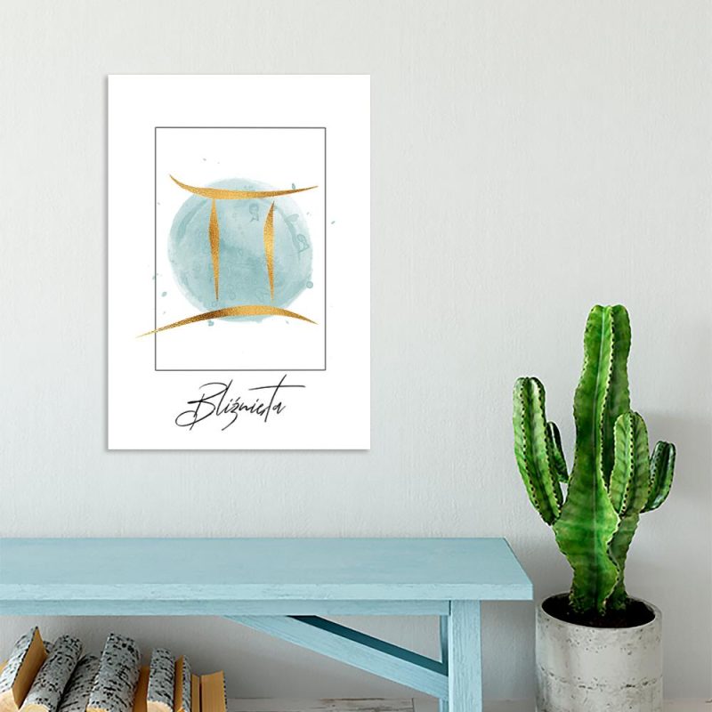 bliźnięta – złoty plakat salon z motywem jasnym