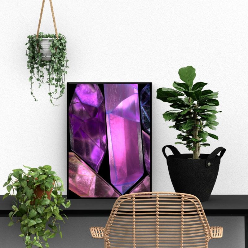 plakat na ścianę do salonu z kamieniami plakat z motywem kamieni szlachetnych na ścianę salonu