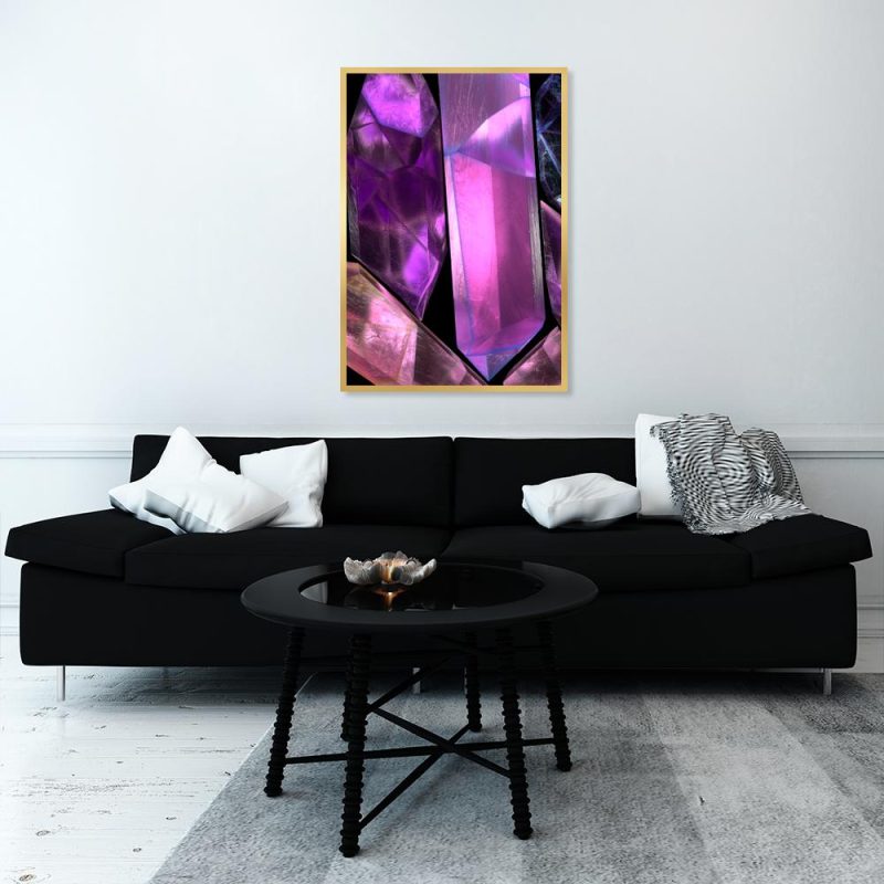 plakat z pięknymi kamieniami na ścianę plakat na ścianę salonu z motywem fioletowych kamieni