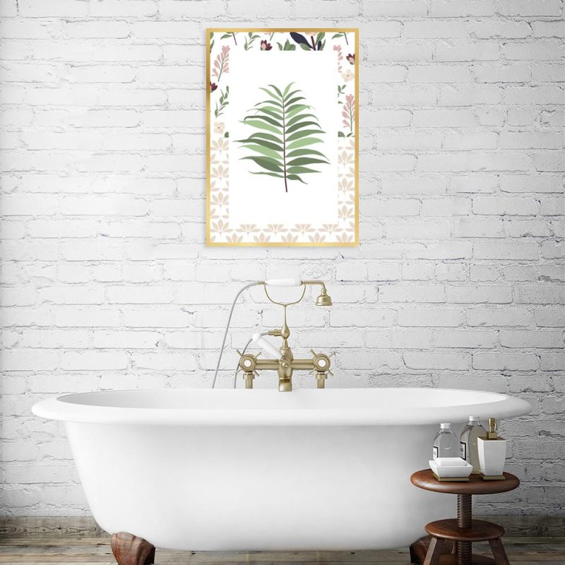 plakat łazienkowy z liściem