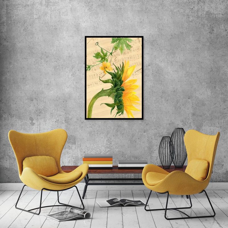plakat ze słonecznikiem do salonu