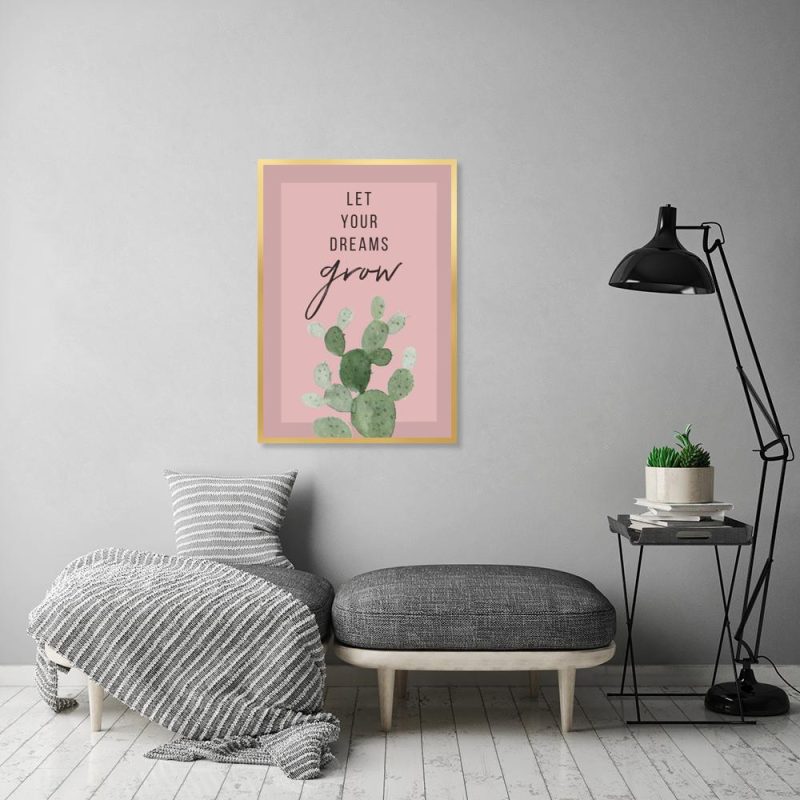 plakat z napisem po angielsku i kaktusem do salonu plakat z napisem i kaktusami do salonu