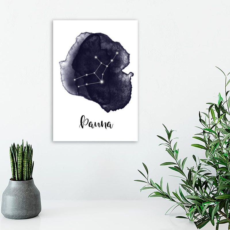 plakat z napisem panna na ścianę salonu plakat z konstelacją panny do salonu