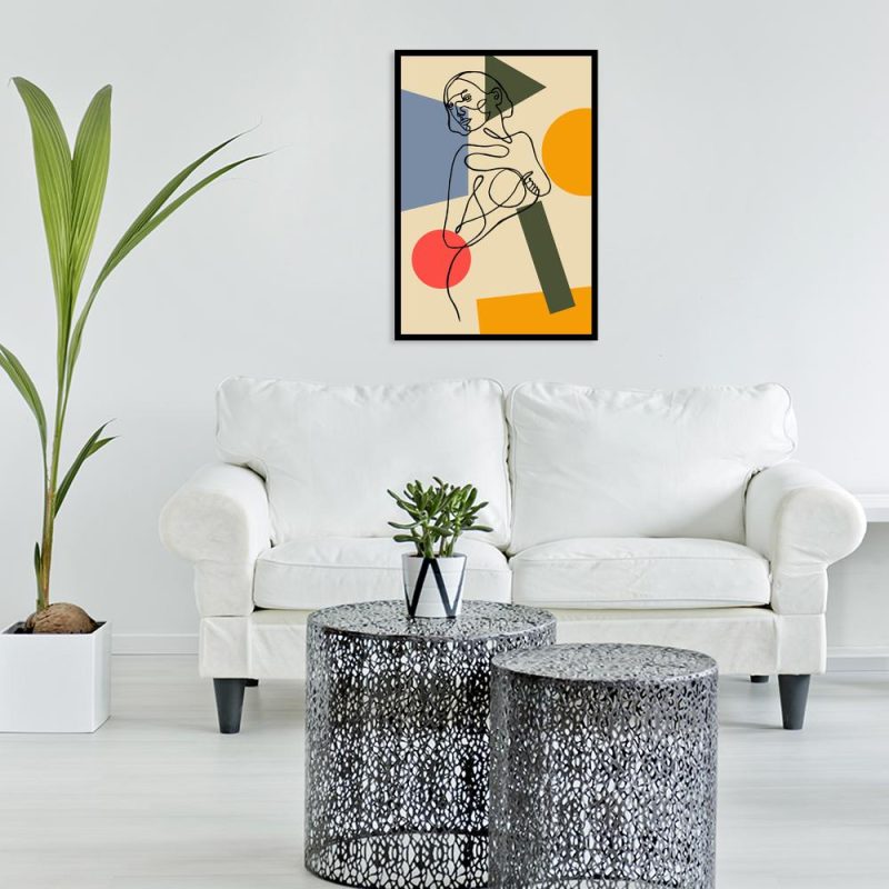 kobieta na plakacie z figurami plakat z figurami i kobietą