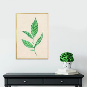 zielony liść na plakacie
