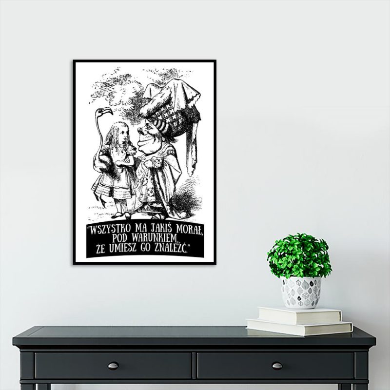 czarno-biały plakat Alicja w Krainie Czarów