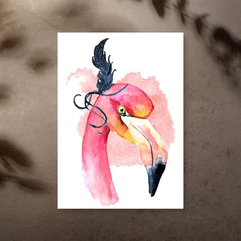 plakat dama flaming plakat flaming z piórkiem