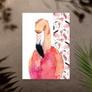 różowy plakat z flamingiem
