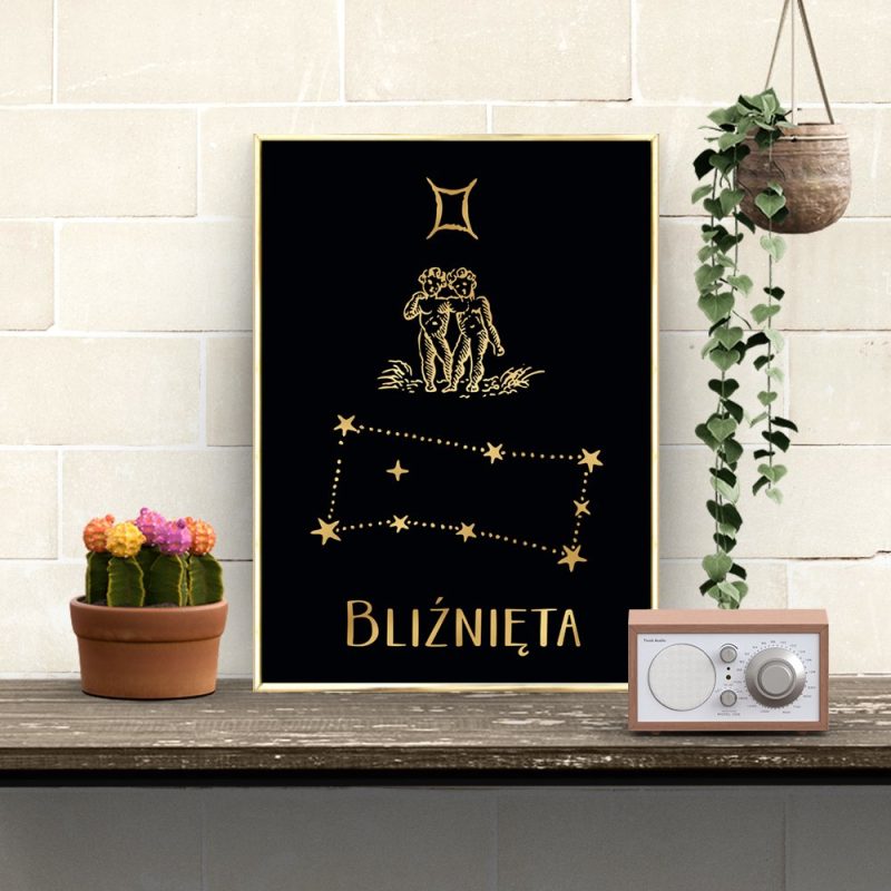 plakaty pozłacane ze znakami zodiaku