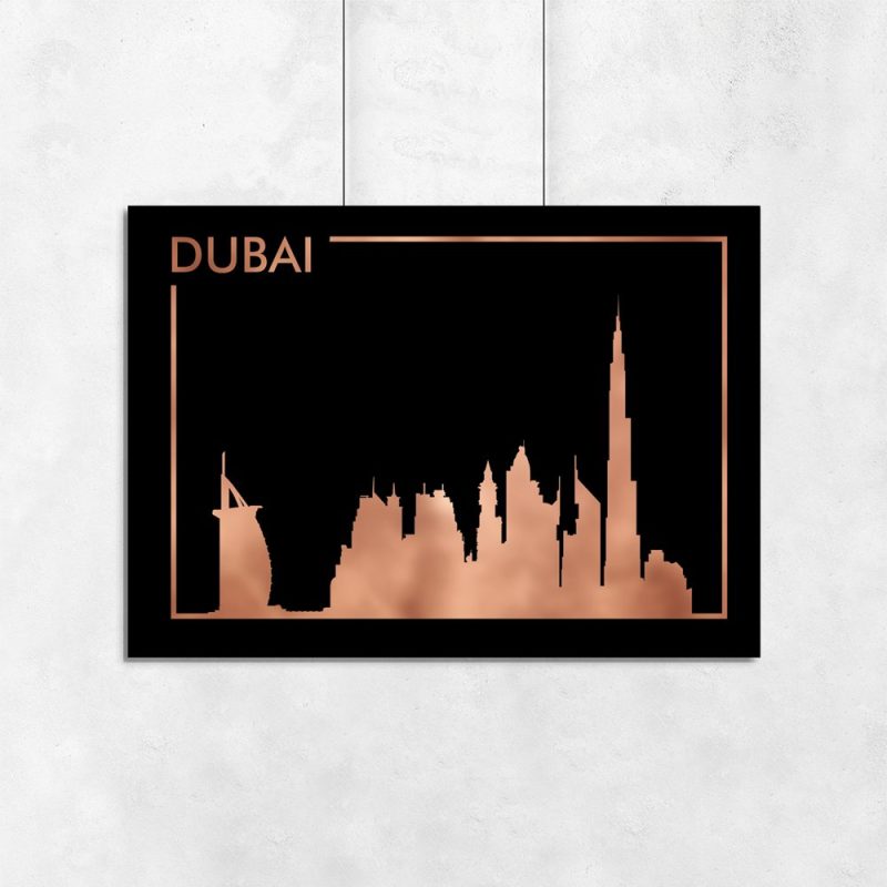 ekskluzywne miasto Dubaj na miedzianym plakacie