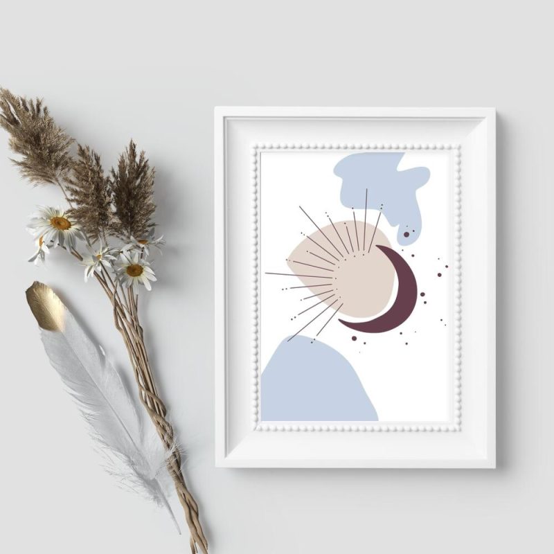 Plakat z abstrakcją z księżycem do sypialni Plakat z abstrakcją z księżycem do sypialni