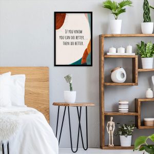 Abstrakcyjny plakat z maksymą do sypialni
