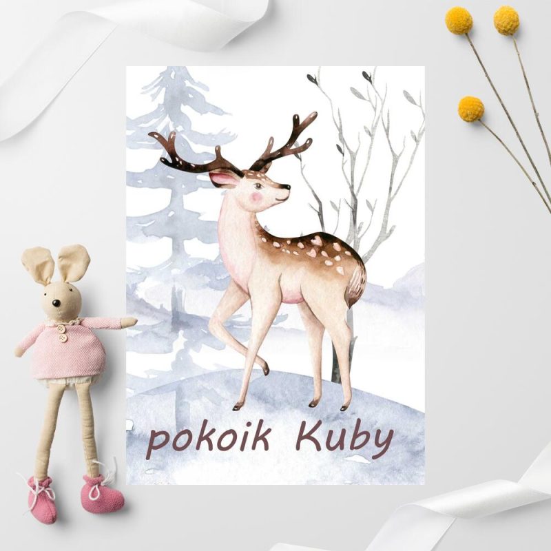 typograficzny plakat do pokoju dziecka z brązowym jeleniem typograficzny plakat do pokoju dziecka z brązowym jeleniem