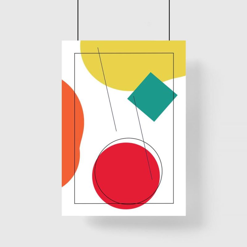 Kolorowy plakat z geometrycznymi figurami