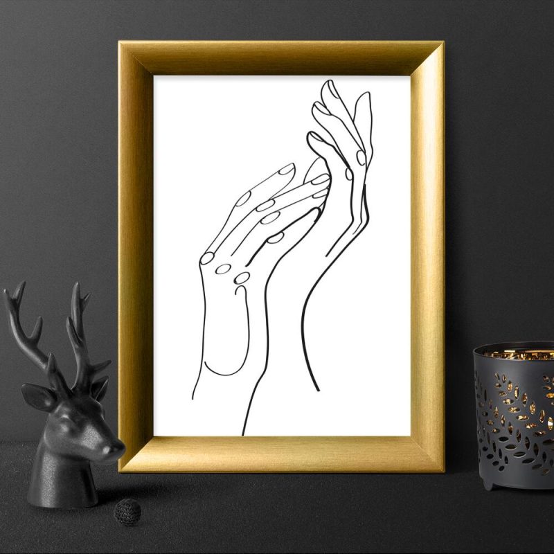 Plakat damskie dłonie - szkic w stylu line art