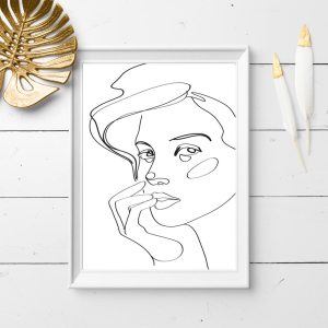 Plakat z motywem twarzy kobiety - szkic
