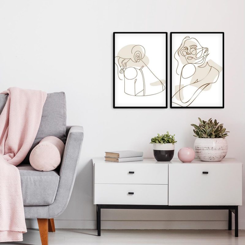 Dekoracja plakatowa line art do dekoracji salonu Dekoracja plakatowa line art do dekoracji salonu