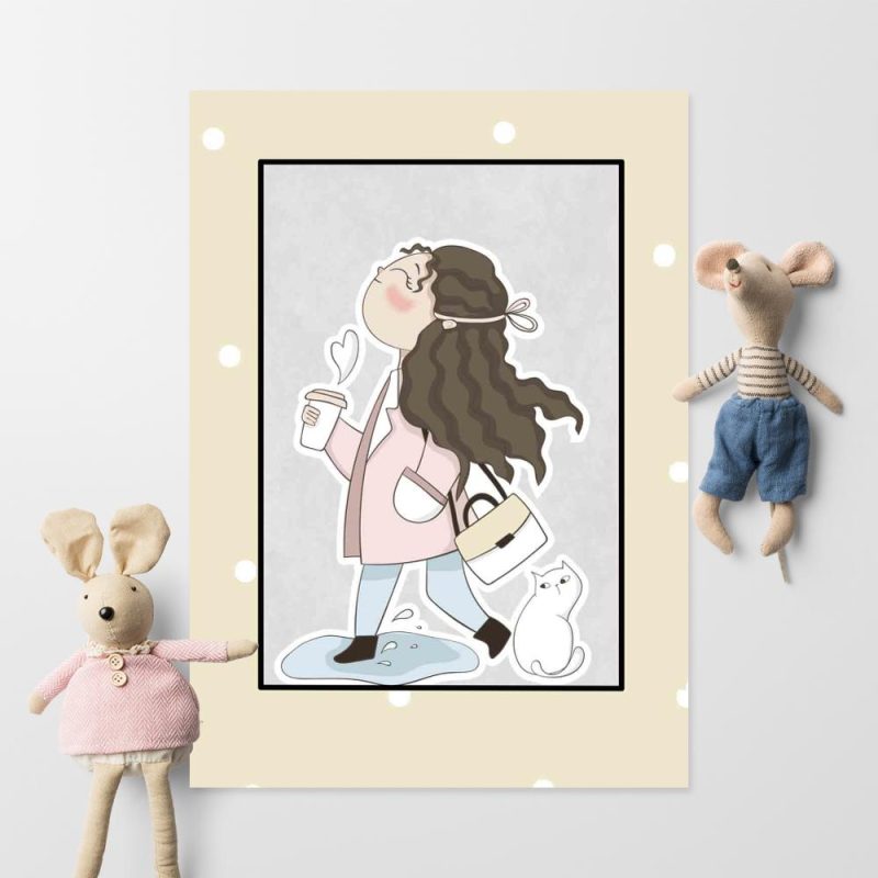 Plakat dziecięcy ze spacerującą dziewczynką