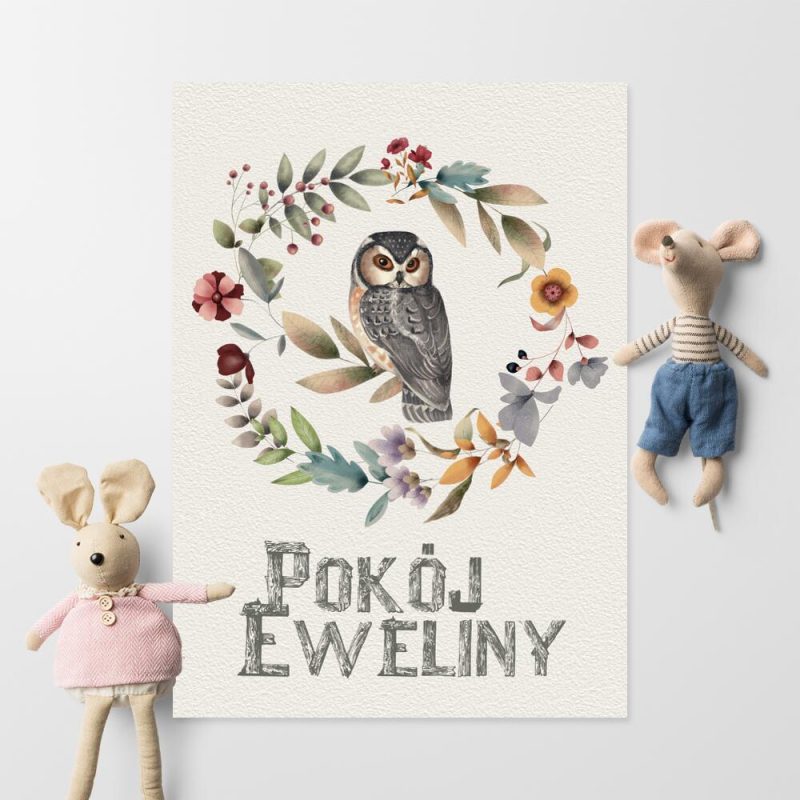 Plakat dla dziecka z sową i napisem Plakat dla dziecka z sową i napisem