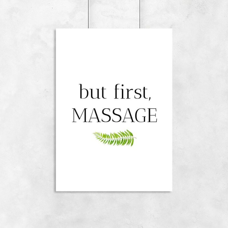 Plakat z typografią - But first, masage