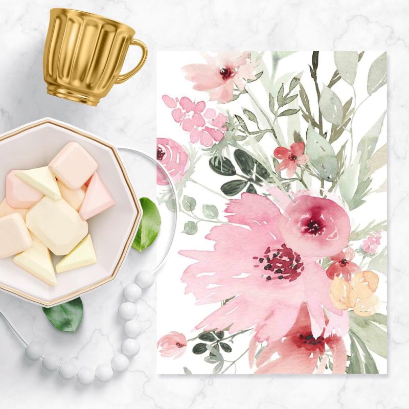 Plakat z różowymi kwiatuszkami