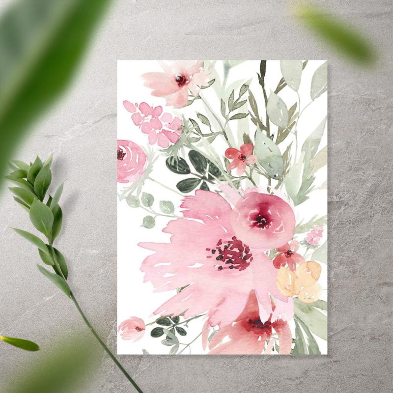 Plakat botaniczny w różowym kolorze