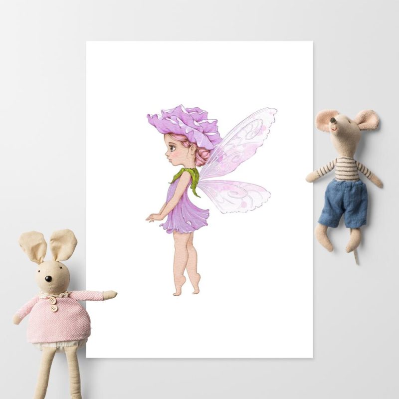 Plakat dla dziewczynki z wróżką ubraną w kwiat leśnego dzwoneczka