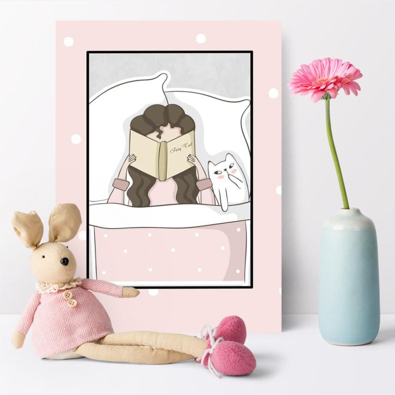Plakat do pokoju dziecka - Czytająca dziewczynka