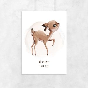 plakat edukacyjny dla dziecka z jeleniem