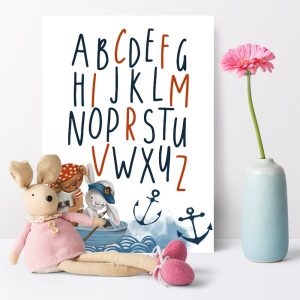 Alfabet plakat w marynarskim stylu